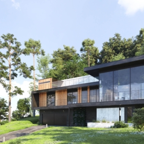 Facaderens af moderne hus